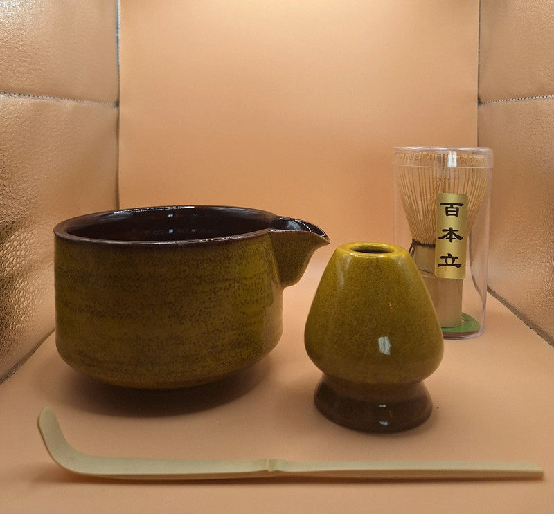 🌕🔥 Koon – 黄温 Set de Matcha 4 pièces - Lumière de feu
