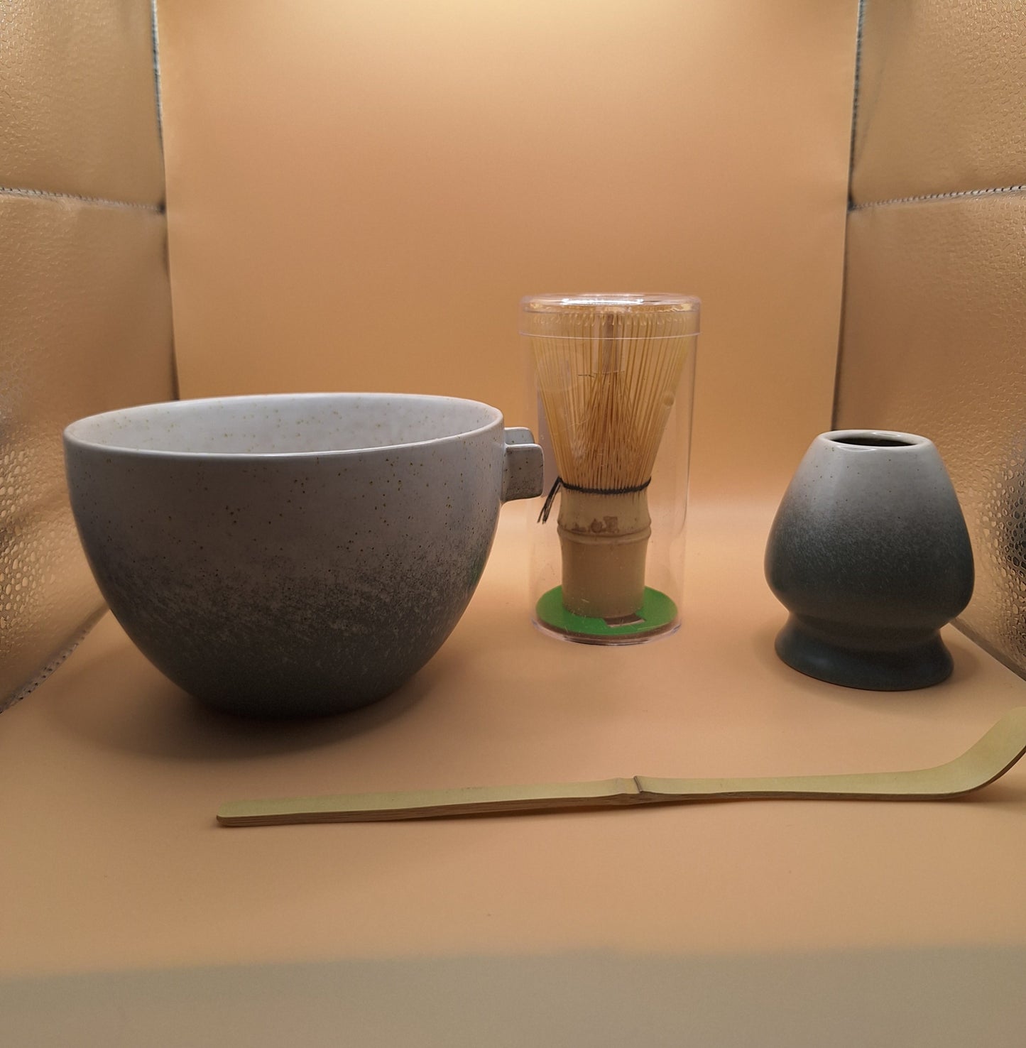 "Yūgure no Michi" — 4-Piece Ceramic Matcha Set Special Edition Black & White Gradient