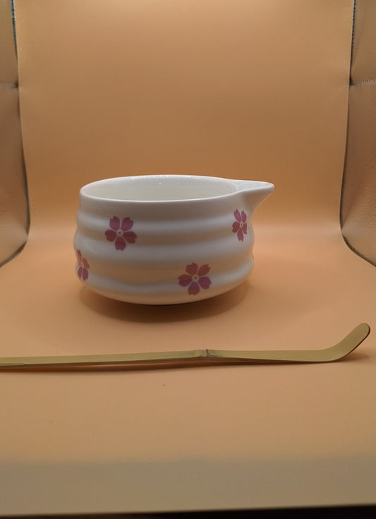 🌸✨ Bol à Matcha – Style Fleur de Cerisier 🌿 (avec option cuillère à matcha 🍵)