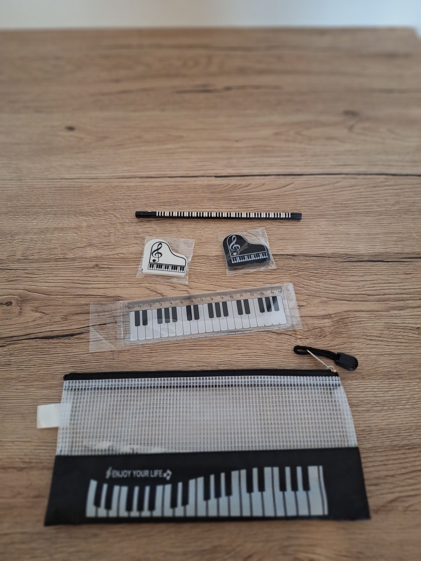🎵 Trousse à Crayons - Accessoires Musicaux Clé de Piano - 6 Pièces