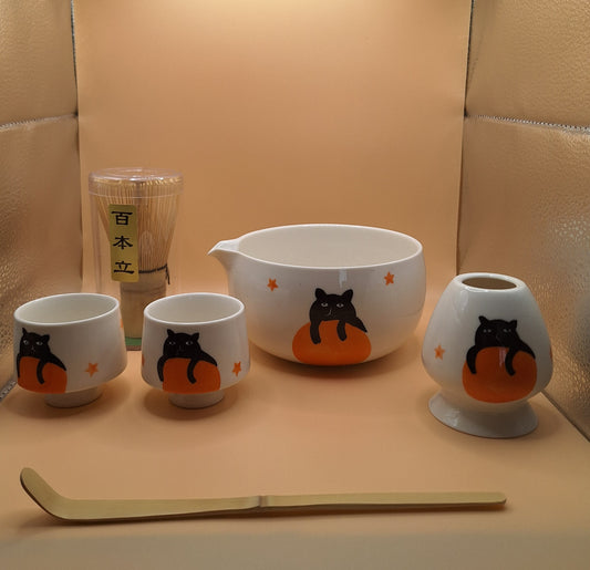 🧡 “Tamaneko” 玉猫 — Le chat-bulle qui garde les trésors doux - Kit de matcha 6 pièces