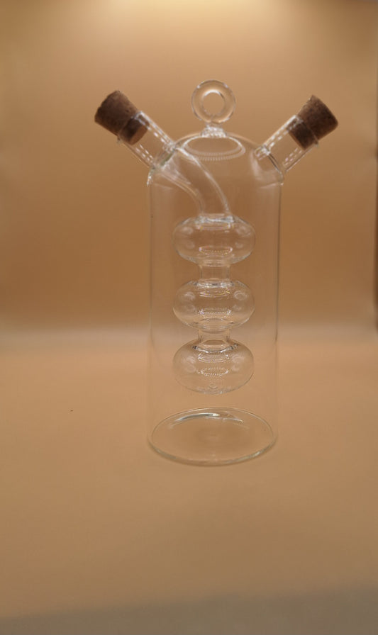 🫙Bouteille 2-en-1 Huile & Vinaigre – en verre transparent avec bouchon en liège