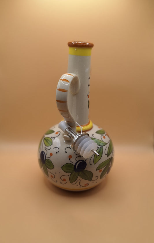 🫒 Hand painted ceramic olive oil bottle