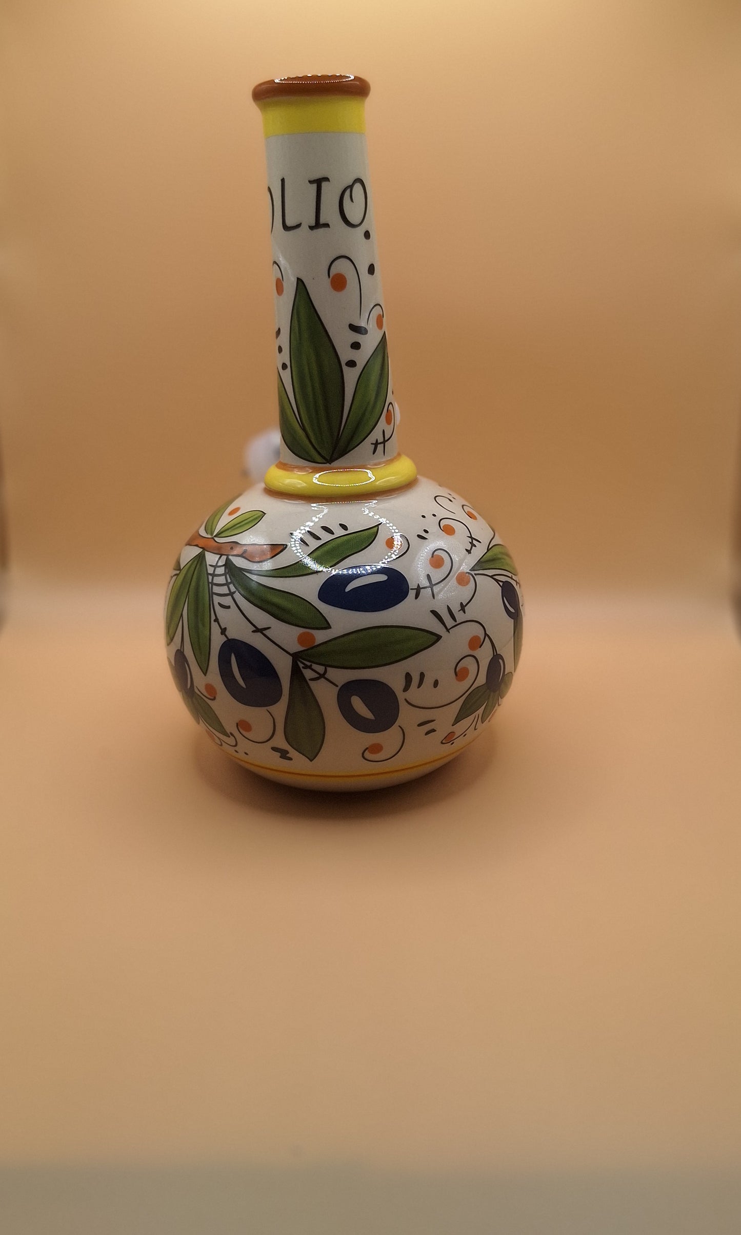 🫒 Hand painted ceramic oil bottle