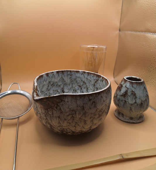 🍃 Set de Matcha 6 Pièces Céramique – Iwagumo 岩雲 “Nuage de pierre”