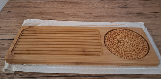 🌿 Plateau de Service de thé et Matcha en Bambou Naturel – Élégance & Sérénité sur votre Table 🍵