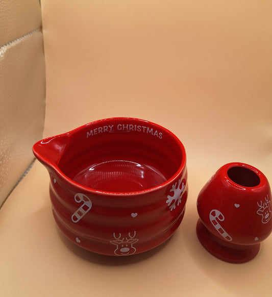 🎄✨ Coffret de Matcha de Noël – Bol Bec Verseur + Support à Fouet ✨🎄