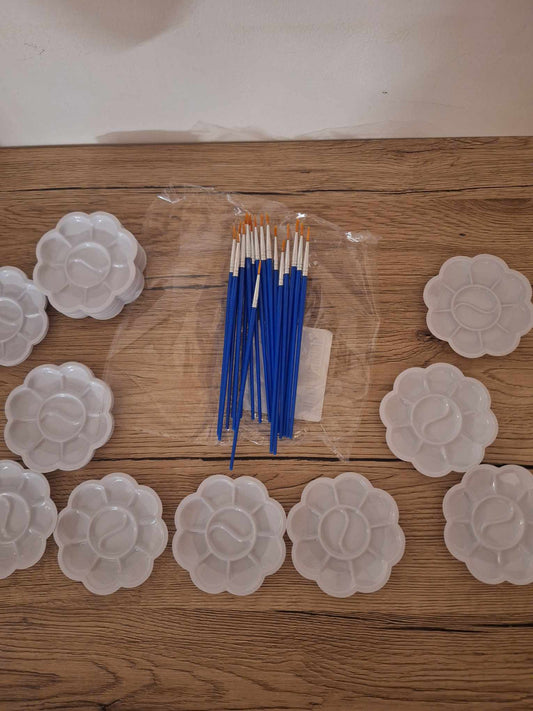 Lot 20 Pinceaux + 20 Mini-Palettes - Idéal pour Artistes Créatifs