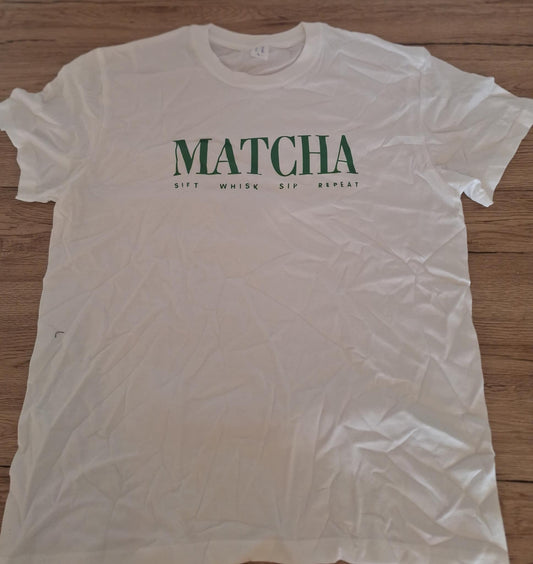 🔁 4. T-shirt Matcha: Sift, Whisk, Sip, Repeat 100% coton