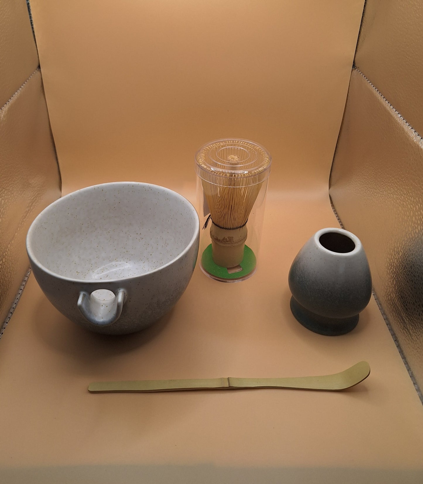 "Yūgure no Michi" — 4-Piece Ceramic Matcha Set Special Edition Black & White Gradient