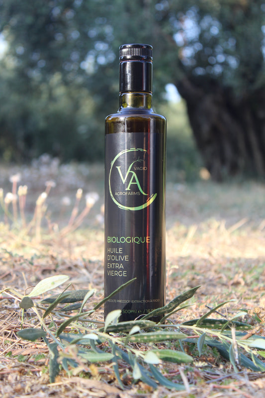 🌱 Huile d’Olive Vierge Extra BIO – Variété Koroneiki – 50 ml • 500 ml