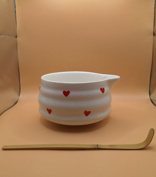 : 🍥✨ Bol à Matcha blanc – “Cœur Nuage” option cuillère 🍵