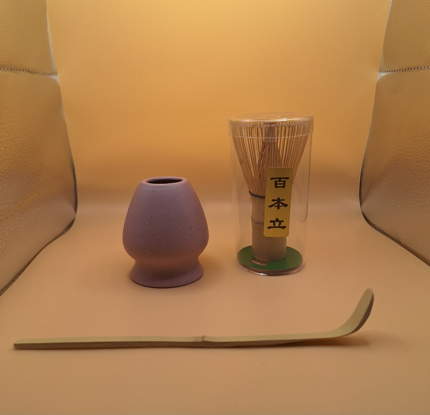🍵 Set Matcha 3 pièces – Rose à petits points noirs