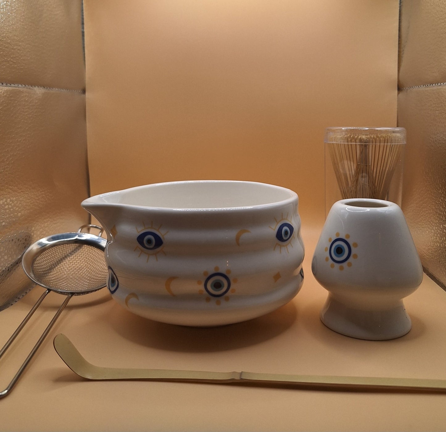 👁️🗨️ 5-piece ceramic Matcha set – Mati (μάτι) the devil’s eye
