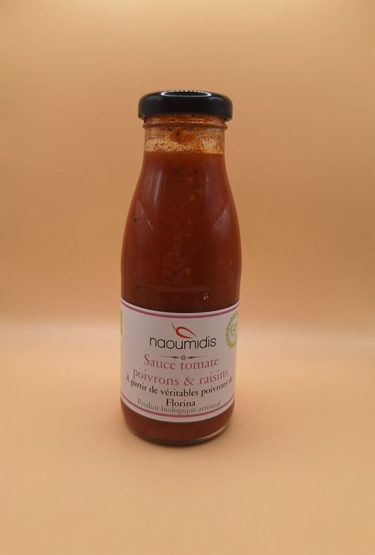 🍅 Sauce Tomate - Poivrons Rouges de Florina BIO et raisins – Naoumidis (270g) Produit Grec authentique