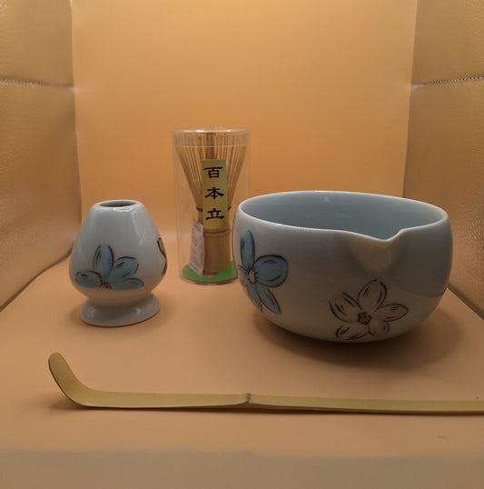 💠Kit de Matcha en Porcelaine « Hana no Kori » 花の氷  Fleurs glacées (4 pièces)