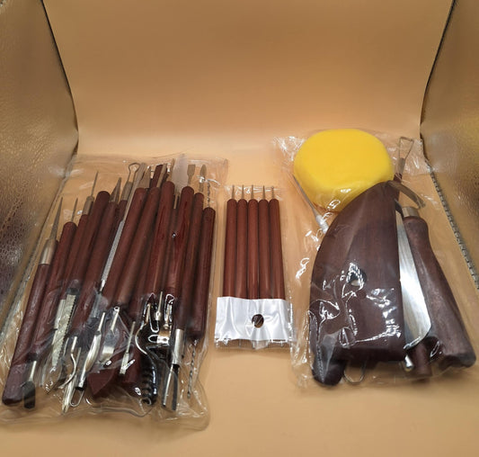 Kit de 35 Outils de Poterie en Bois – Sculpture & Création sans Limite