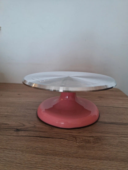 ✨Superbe Plateau tournant rose  en alliage d'aluminium pour artistes ou pâtissiers ✨ Neuf 25.4 cm