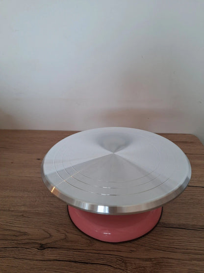 ✨Superbe Plateau tournant rose  en alliage d'aluminium pour artistes ou pâtissiers ✨ Neuf 25.4 cm