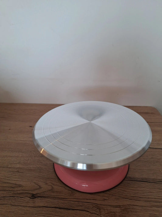 ✨Superb Silver Pink Aluminum Alloy Turntable for Artists or Pastry Chefs ✨ Brand New 25.4 cm