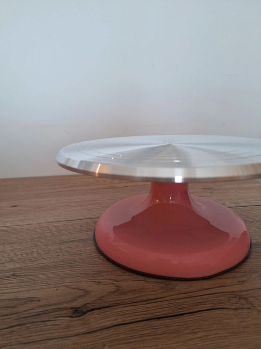 ✨Superb Silver Pink Aluminum Alloy Turntable for Artists or Pastry Chefs ✨ Brand New 25.4 cm