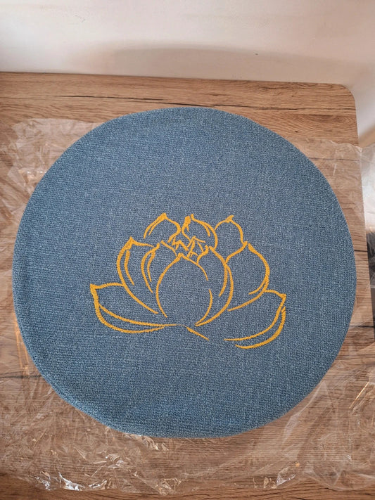 Linen Meditation Cushion – Blue – 40 cm – Ideal for Yoga &amp; Zen Practice