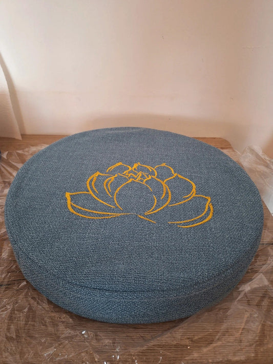 Linen Meditation Cushion – Blue – 40 cm – Ideal for Yoga &amp; Zen Practice