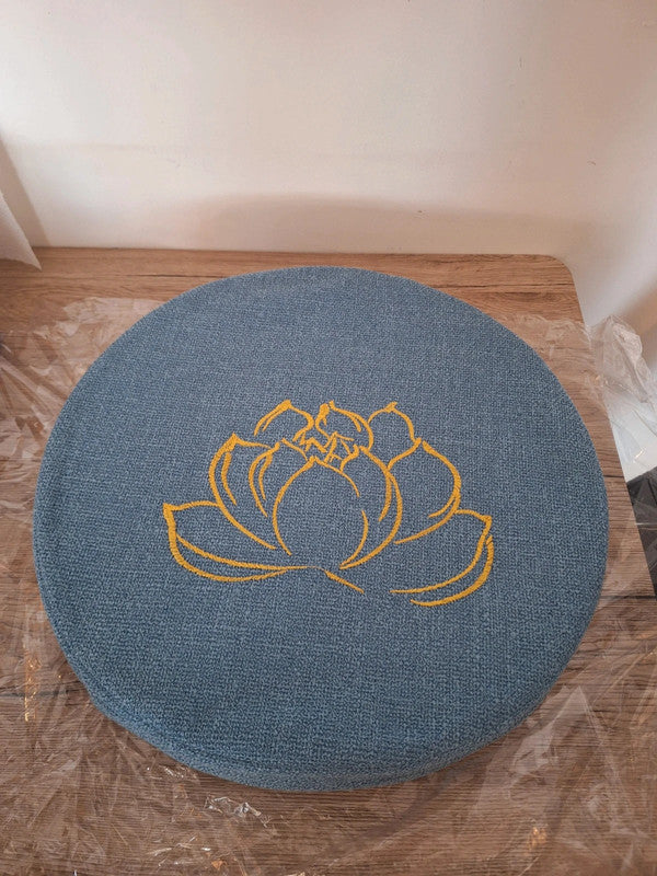 Linen Meditation Cushion – Blue – 40 cm – Ideal for Yoga &amp; Zen Practice