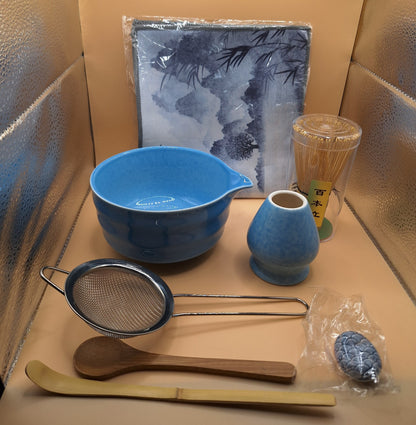 💙🍵 Aonagi – 青凪  Set de Matcha 7 Pièces -Le calme bleu. Une mer sans vent.