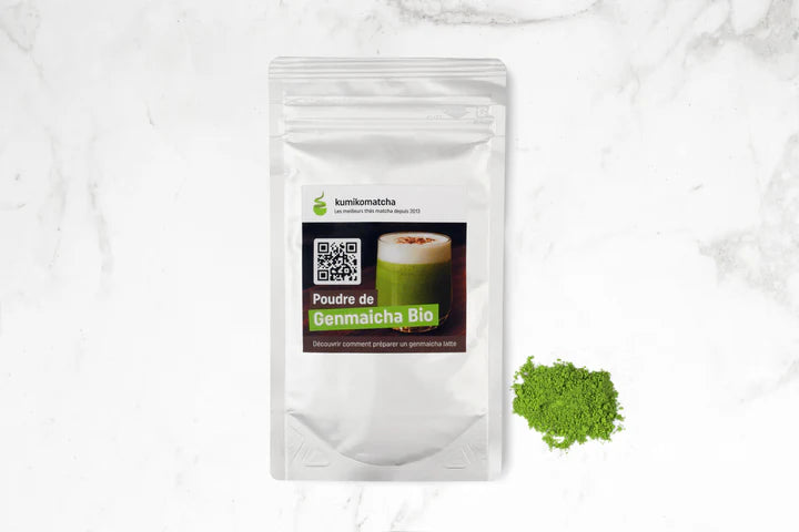 🍵 Genmaicha  poudre bio – 50g –  🍿Goût Popcorn  Kumiko Matcha