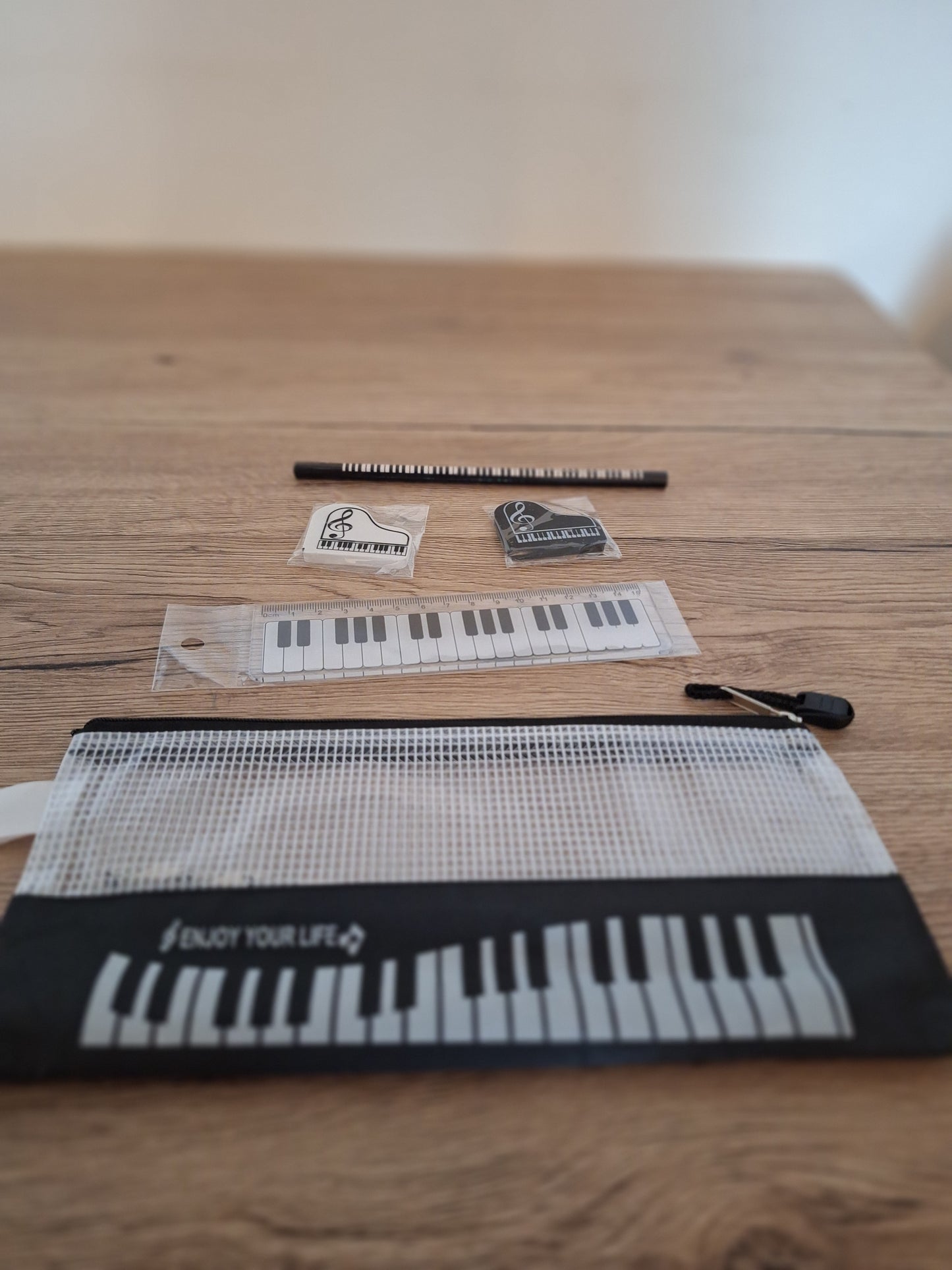 🎵 Trousse à Crayons - Accessoires Musicaux Clé de Piano - 6 Pièces