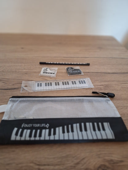 🎵 Trousse à Crayons - Accessoires Musicaux Clé de Piano - 6 Pièces