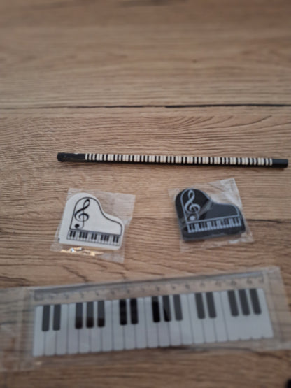🎵 Trousse à Crayons - Accessoires Musicaux Clé de Piano - 6 Pièces