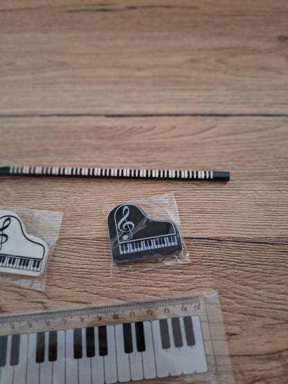 🎵 Trousse à Crayons - Accessoires Musicaux Clé de Piano - 6 Pièces