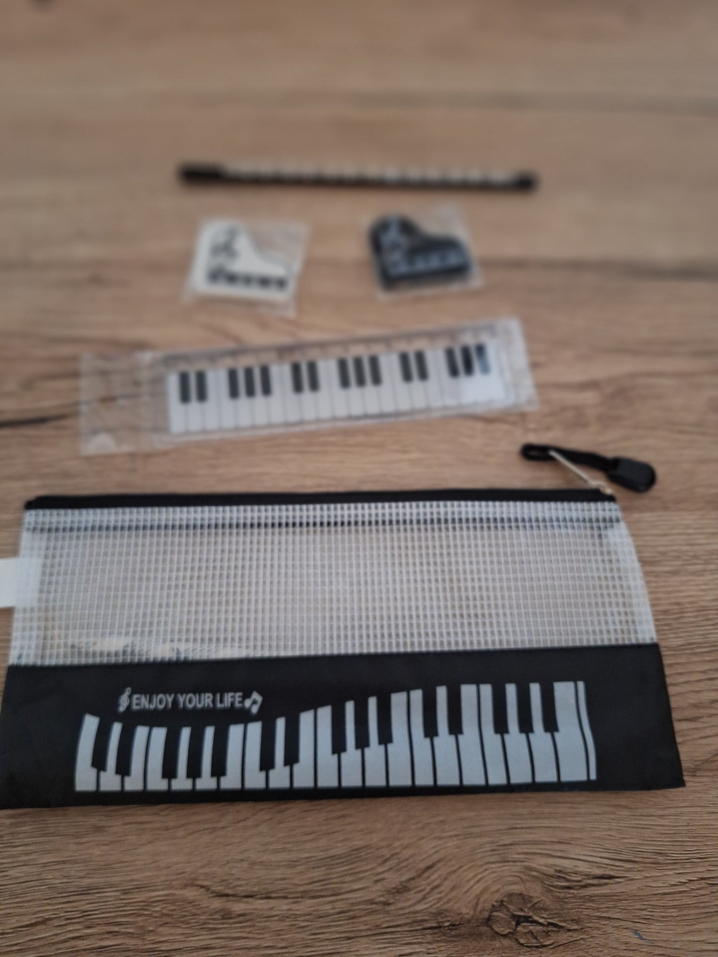 🎵 Trousse à Crayons - Accessoires Musicaux Clé de Piano - 6 Pièces