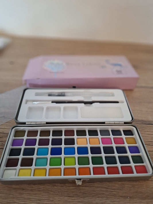 🎨 Complete Watercolor Kit 50 Colors 🌈 With Water Tank Brush
