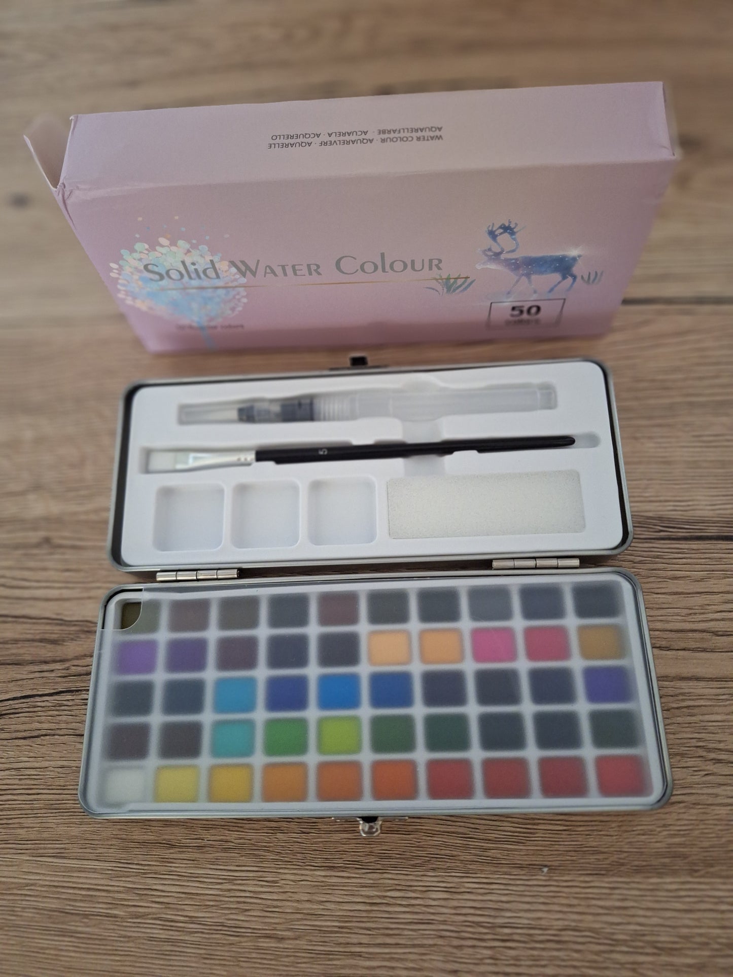 🎨 Complete Watercolor Kit 50 Colors 🌈 With Water Tank Brush