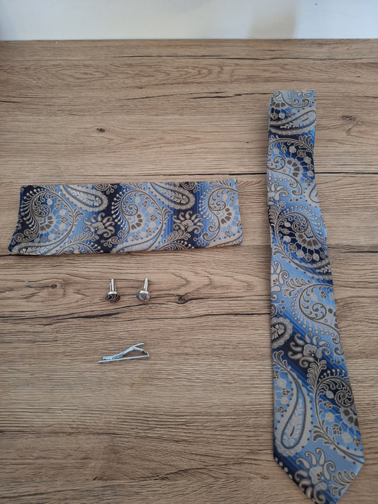 Elegant 5-Piece Tie Set – Paisley Silk Tie &amp; Matching Accessories