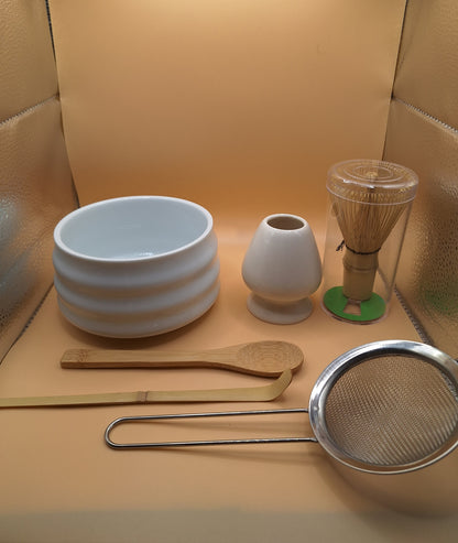 🍵 Yuki no Nami ( 雪の波 ) Ensemble de Cérémonie Matcha ''Vagues de neige'' en Céramique