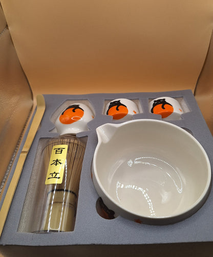 🧡 “Tamaneko” 玉猫 — Le chat-bulle qui garde les trésors doux - Kit de matcha 6 pièces