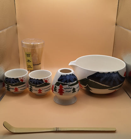 🏔️ “Fuyuzora” 冬空 — Winter Sky Above Mount Fuji - 6-Piece Matcha Set