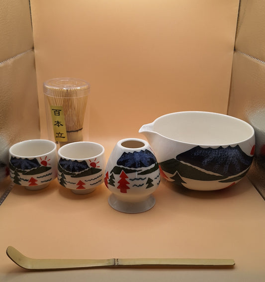 🏔️ “Fuyuzora” 冬空 — Winter Sky Above Mount Fuji - 6-Piece Matcha Set