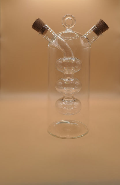 🫙Bouteille 2-en-1 Huile & Vinaigre – en verre transparent avec bouchon en liège