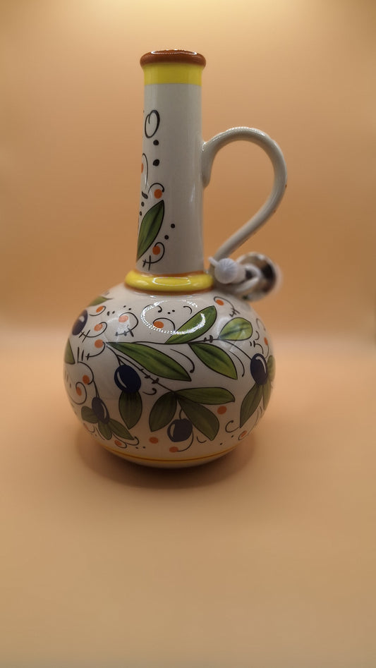 🫒 Hand painted ceramic oil bottle