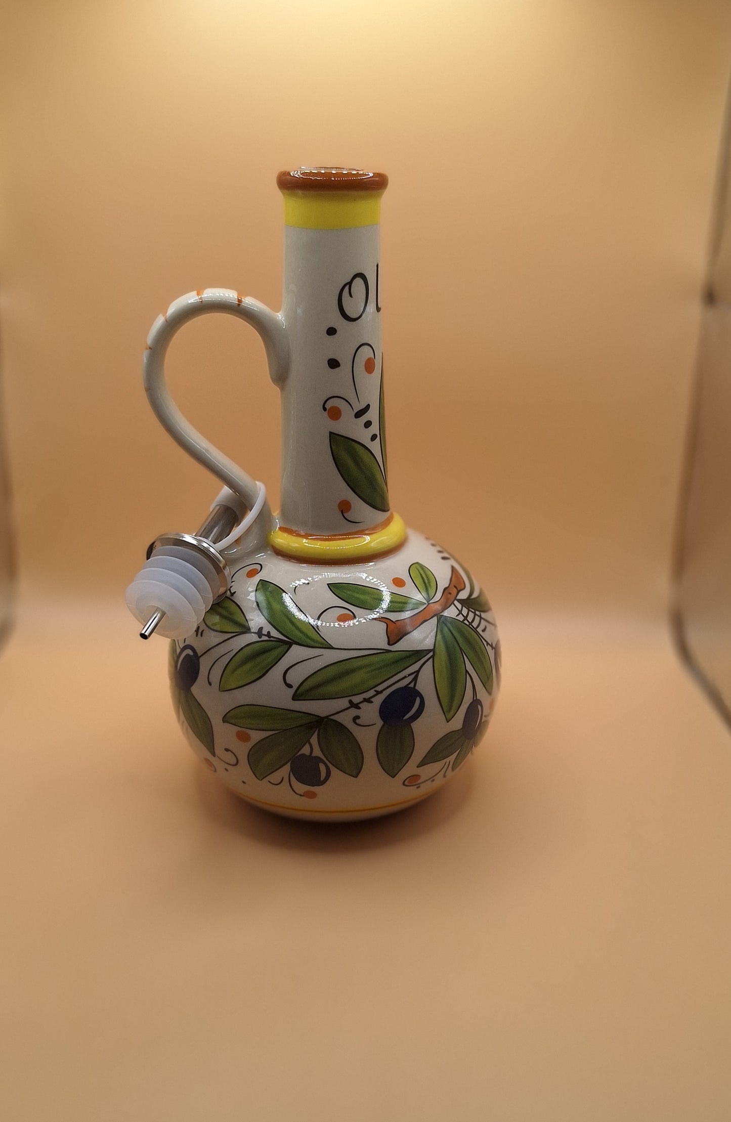 🫒 Hand painted ceramic oil bottle