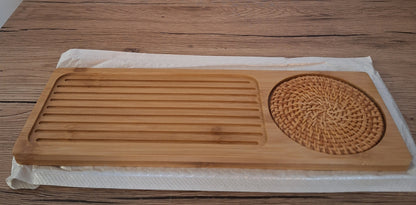 🌿 Plateau de Service de thé et Matcha en Bambou Naturel – Élégance & Sérénité sur votre Table 🍵