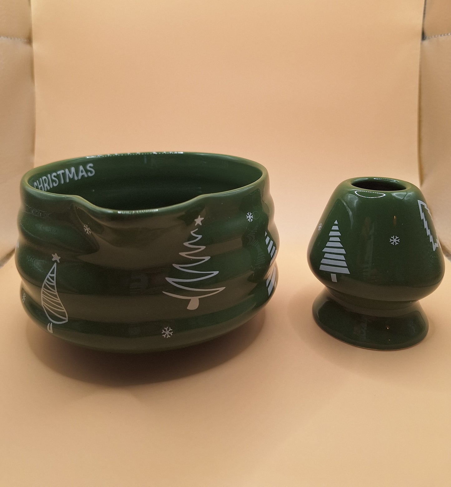 🎄✨ Coffret de Matcha de Noël – Bol Bec Verseur + Support à Fouet  ✨🎄