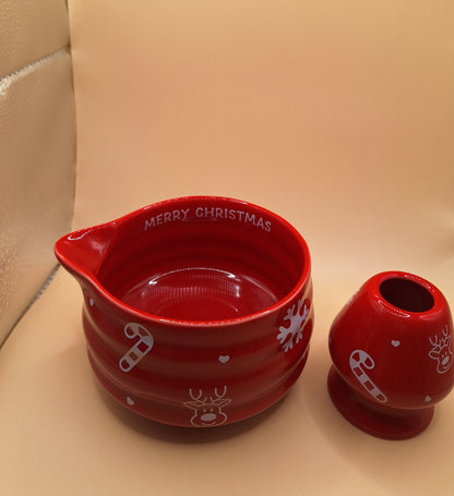 🎄✨ Coffret de Matcha de Noël – Bol Bec Verseur + Support à Fouet  ✨🎄