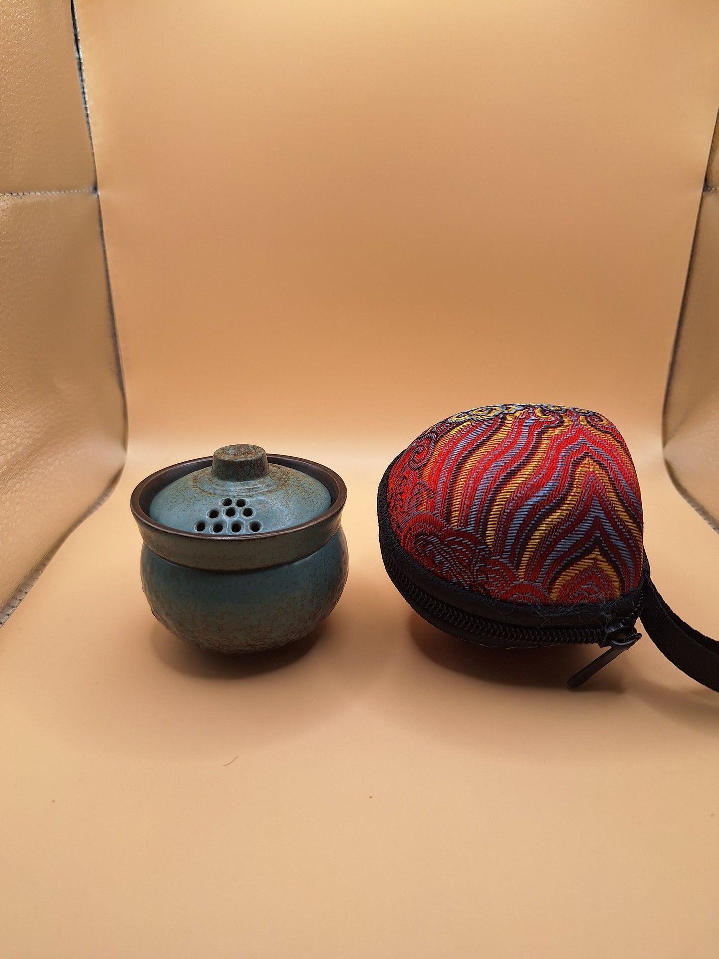 🌿 Set de Mini Théière en Céramique + Sac de Transport – Vert Jade