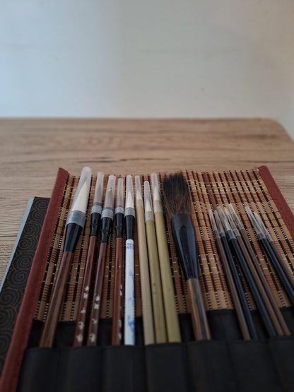 Kit de 18 pièces - 15 pinceaux de calligraphie et Sumi-e Peinture traditionnelle 🎨 Neuf